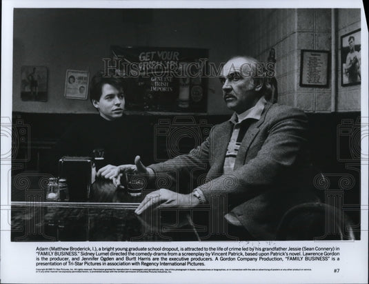 1989 Press Photo Mathew Broderick & Sean Connery in Family Business - cvp50159- Historic Images