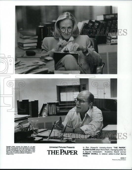 1995 Press Photo Glenn Close and Robert Duvall star in The Paper - cvp50441 - Historic Images