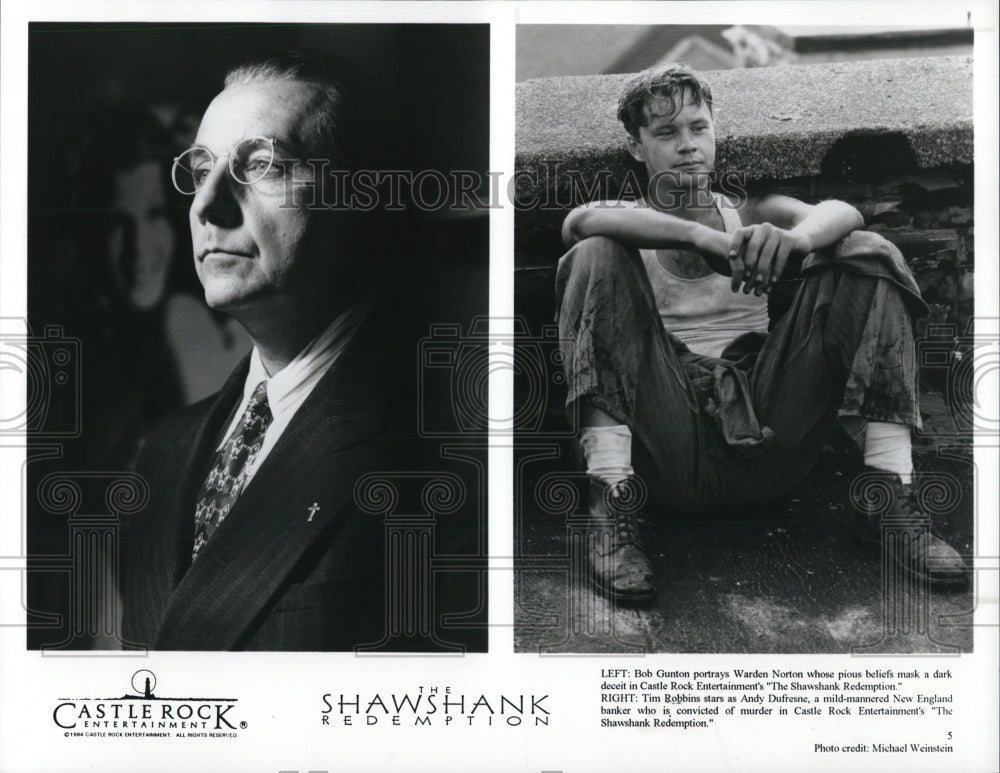 1994 Tim Robbins &amp; Bob Gunton in The Shawshank Redemption - Historic Images