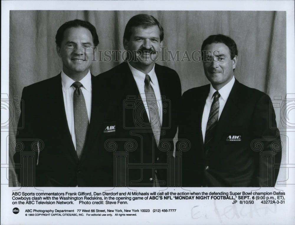 1993 Frank Gifford Dan Dierdorf Al Michaels Monday Night Football - Historic Images