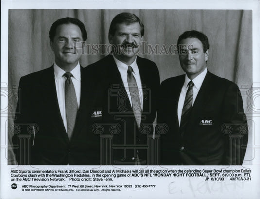 1993 Frank Gifford Dan Dierdorf Al Michaels Monday Night Football - Historic Images