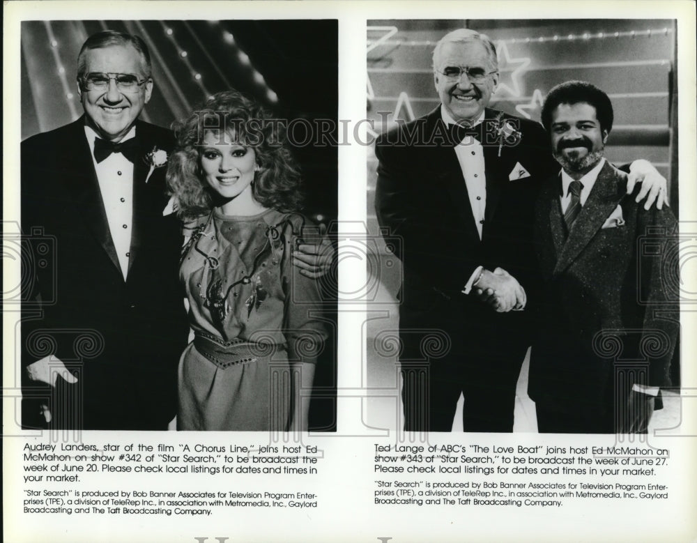 1986 Ed McMahon Audrey Landers and Ted Lange on Star Search - Historic Images