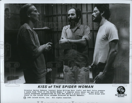 1985 Press Photo Hector Babenco William Hurt Raul Julia Kiss of the Spider Woman - Historic Images