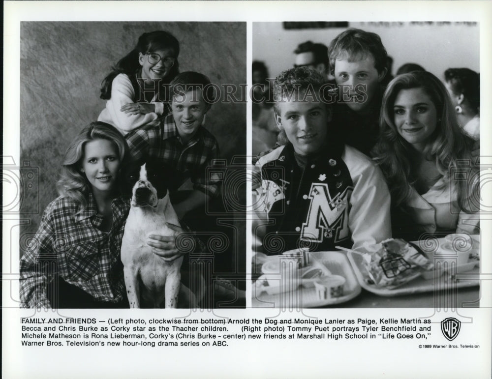 1999 Press Photo Arnold the Dog Monique Lanier Kellie Martin in Life Goes On - Historic Images
