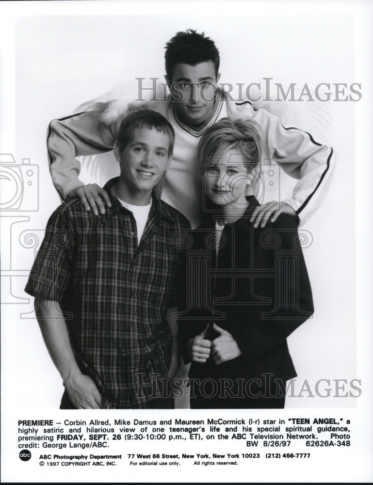 1997, Corbin Alfred, Mike Damus, Maureen McCormick in Teen Angel - Historic Images