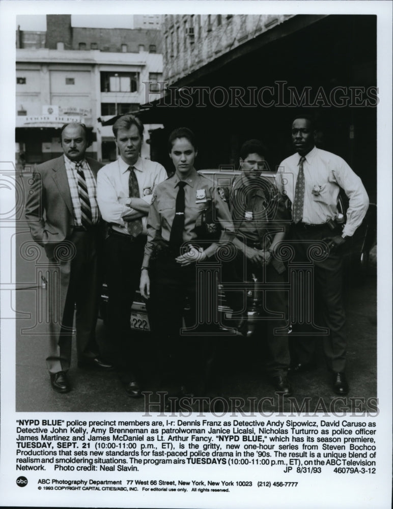 1993, Dennis Frantz David Caruso Amy Brennerman Janice Licalis NYPD - Historic Images