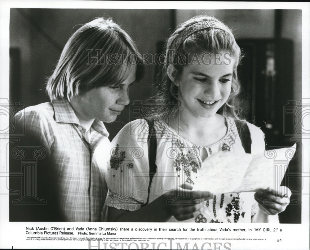 1994 Press Photo My Girl 32 Anna Chlumsky Austin O&#39;Brien - cvp52233 - Historic Images