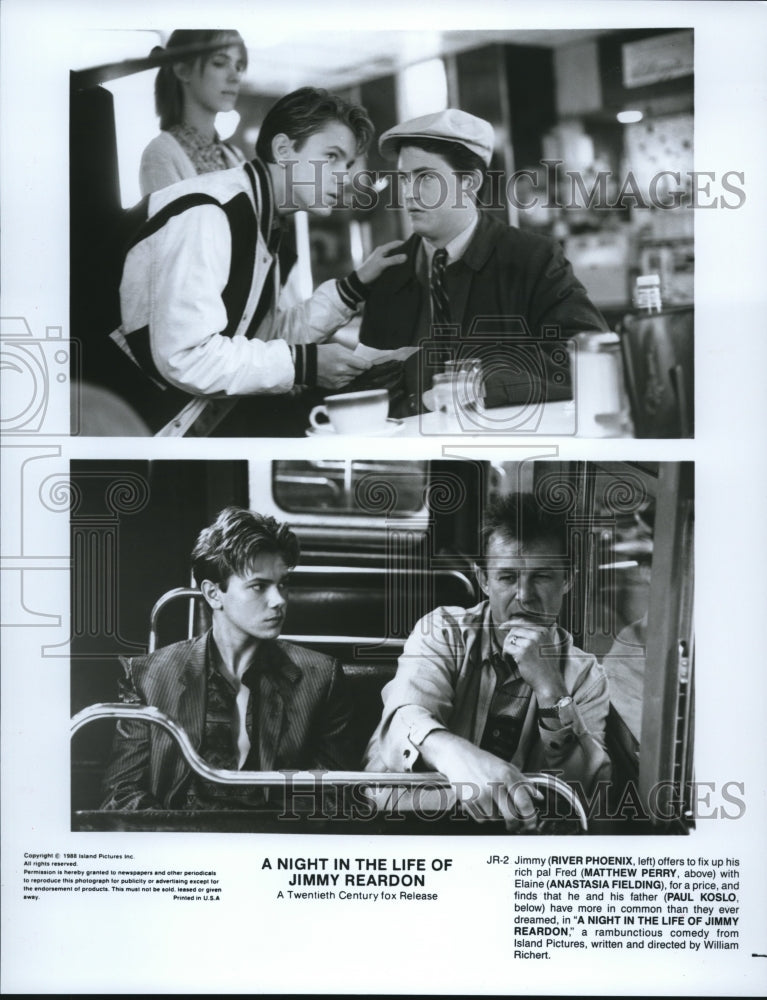 1988 River Phoenix Matthew Perry Anastasia Fielding Paul Koslo - Historic Images