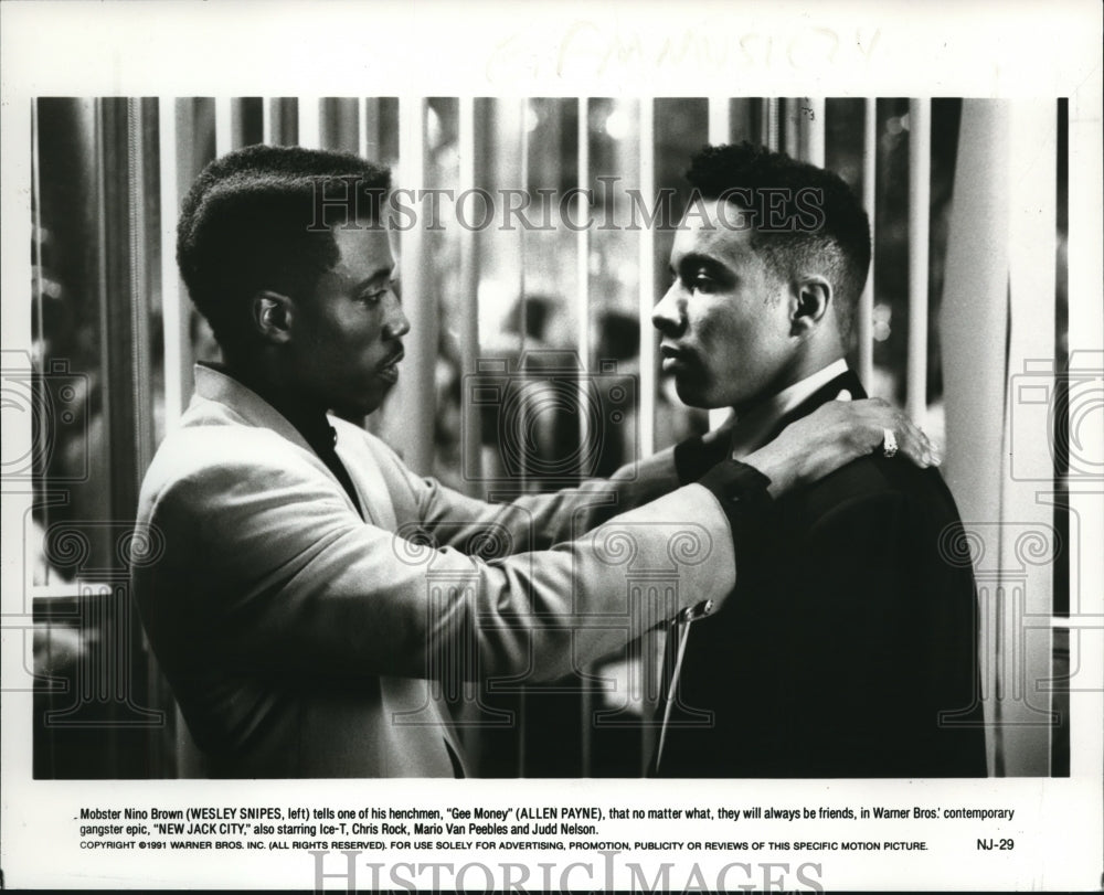 1991 Press Photo Wesley Snipes &amp; Allen Payne in New Jack City - Historic Images