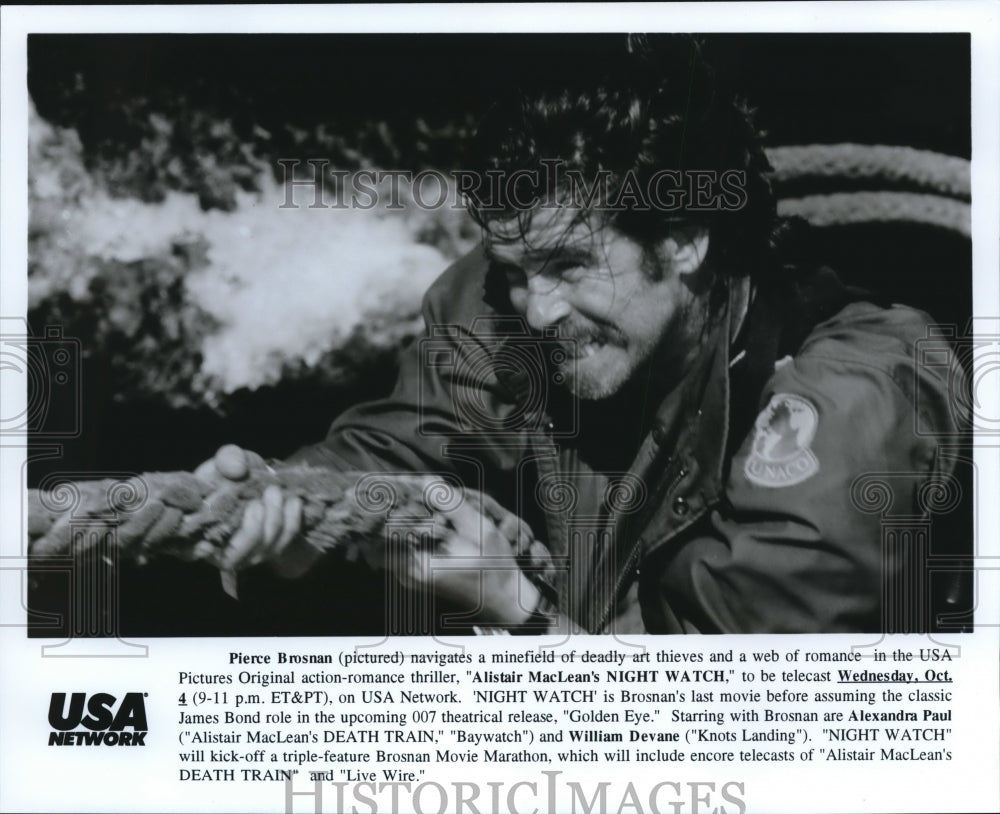 1995 Press Photo Night Watch Pierce Bronson Night Watch - cvp52544 - Historic Images