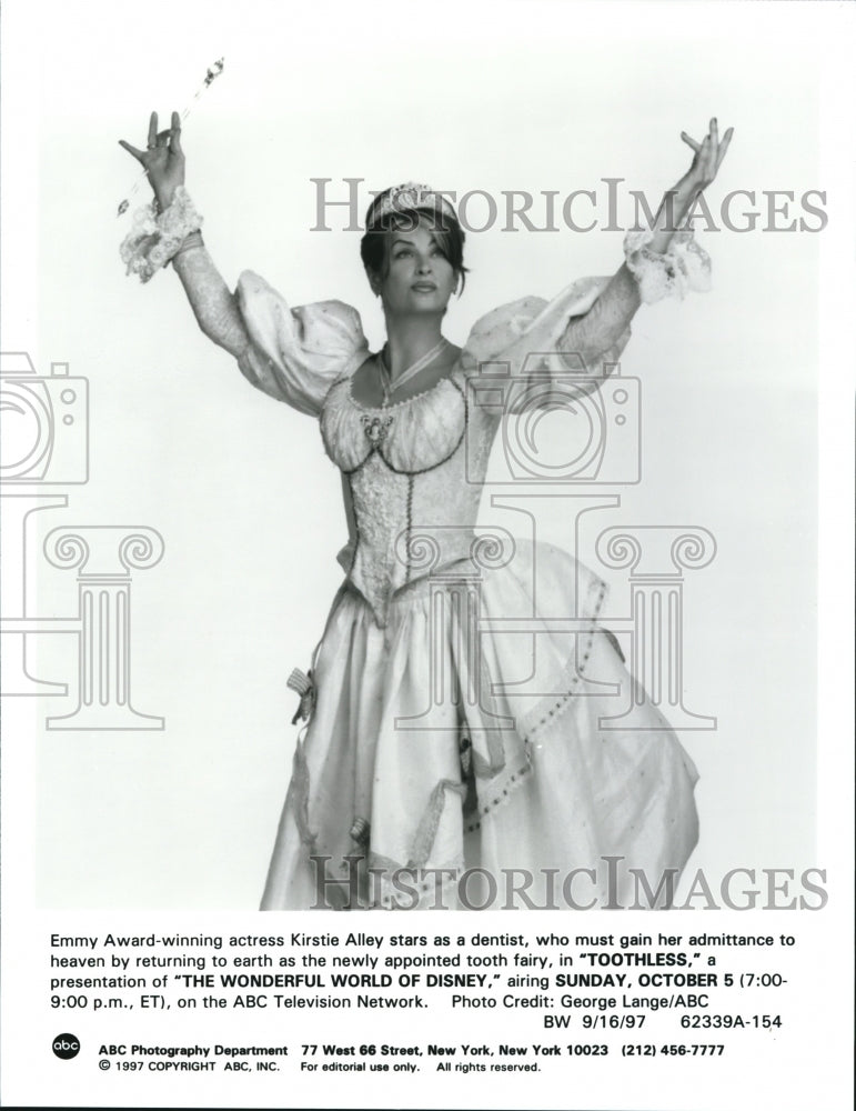 1997 Kirstie Alley stars as the tooth fairy in Toothless - Historic Images