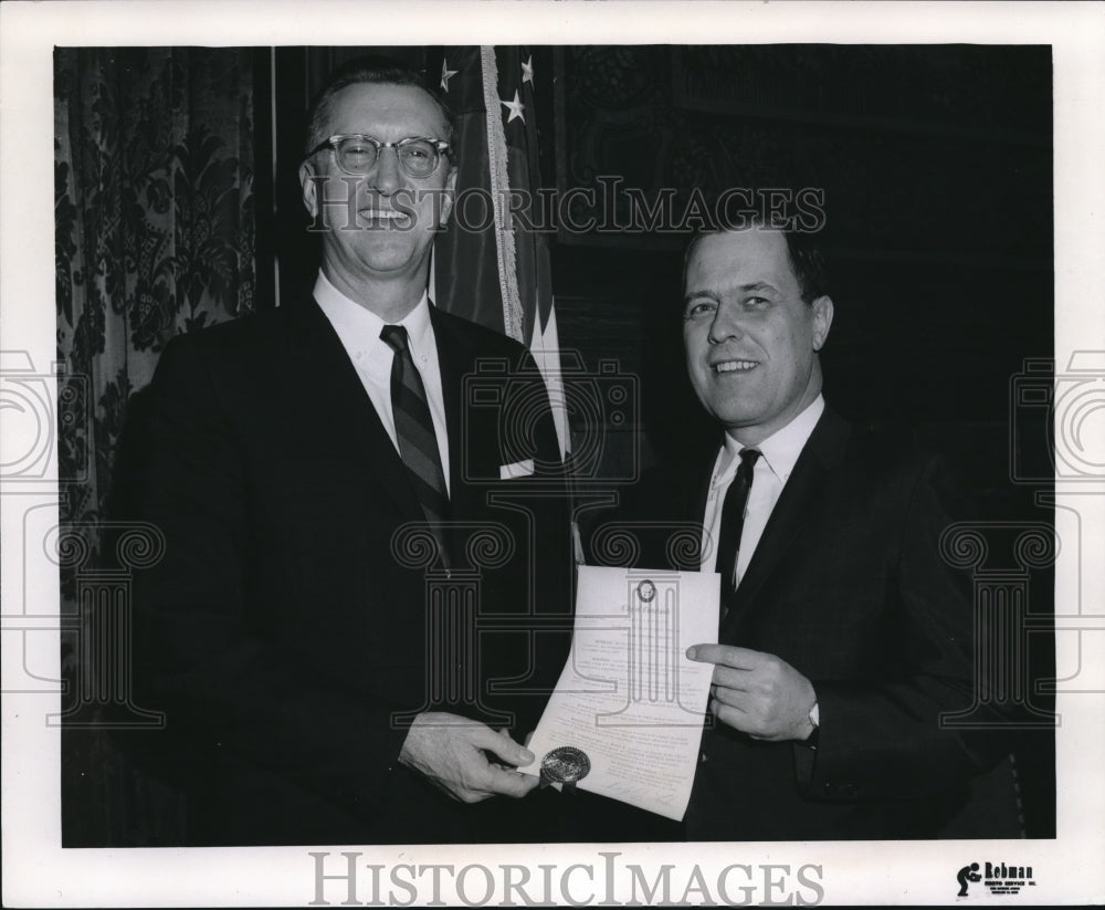 1966 Press Photo Mayor Ralph Loder Harvey Kapnick JrAmerican Cancer Society-Historic Images