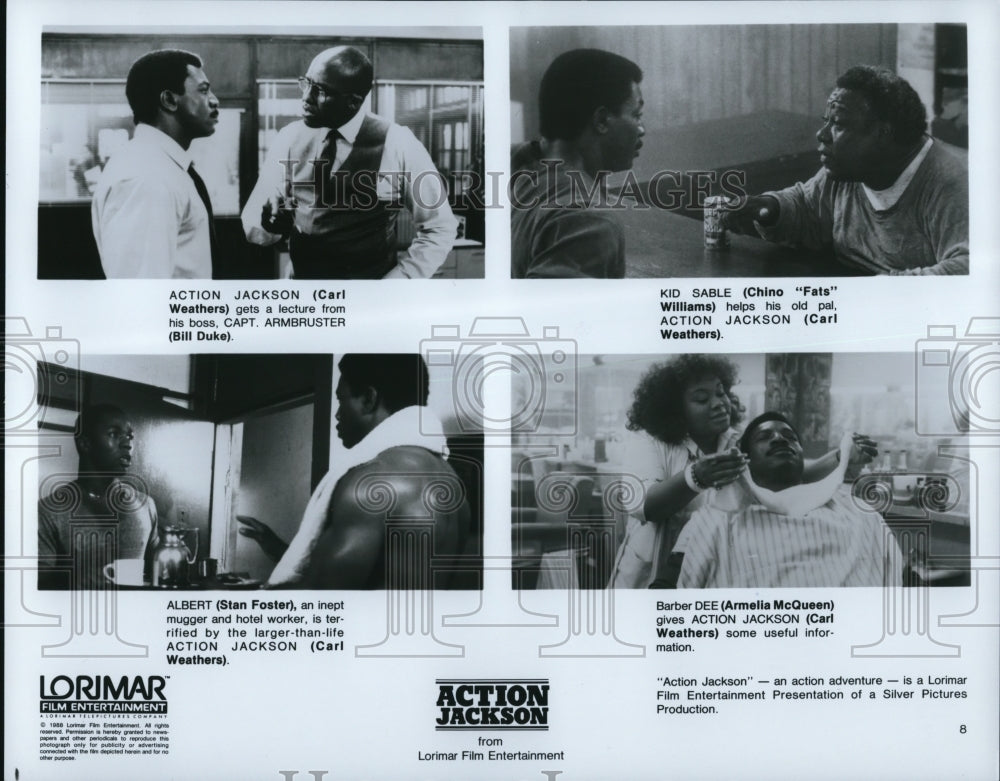 1988 Press Photo Stam Foster and Carl Weathers in Action Jackson - cvp53562 - Historic Images