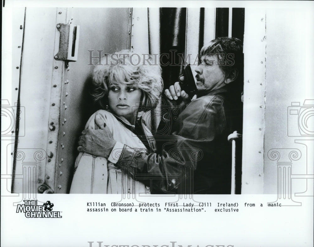 1987 Press Photo Charles Bronson and Jill Ireland in Assassination - cvp53631-Historic Images