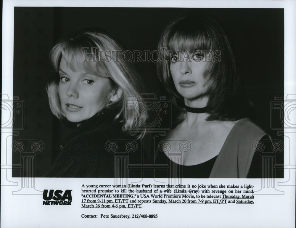 1994 Linda Purl and Linda Gray in Accidental Meeting - Historic Images