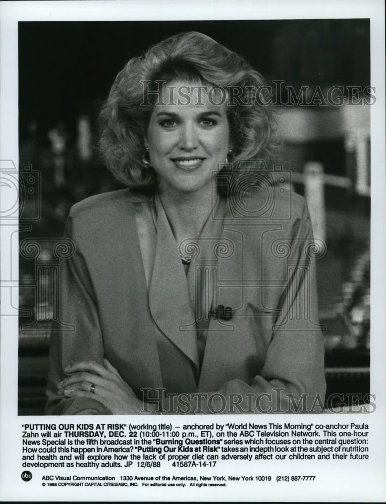 1988 Press Photo Paula Zahn anchor on World News This Morning - cvp53890- Historic Images