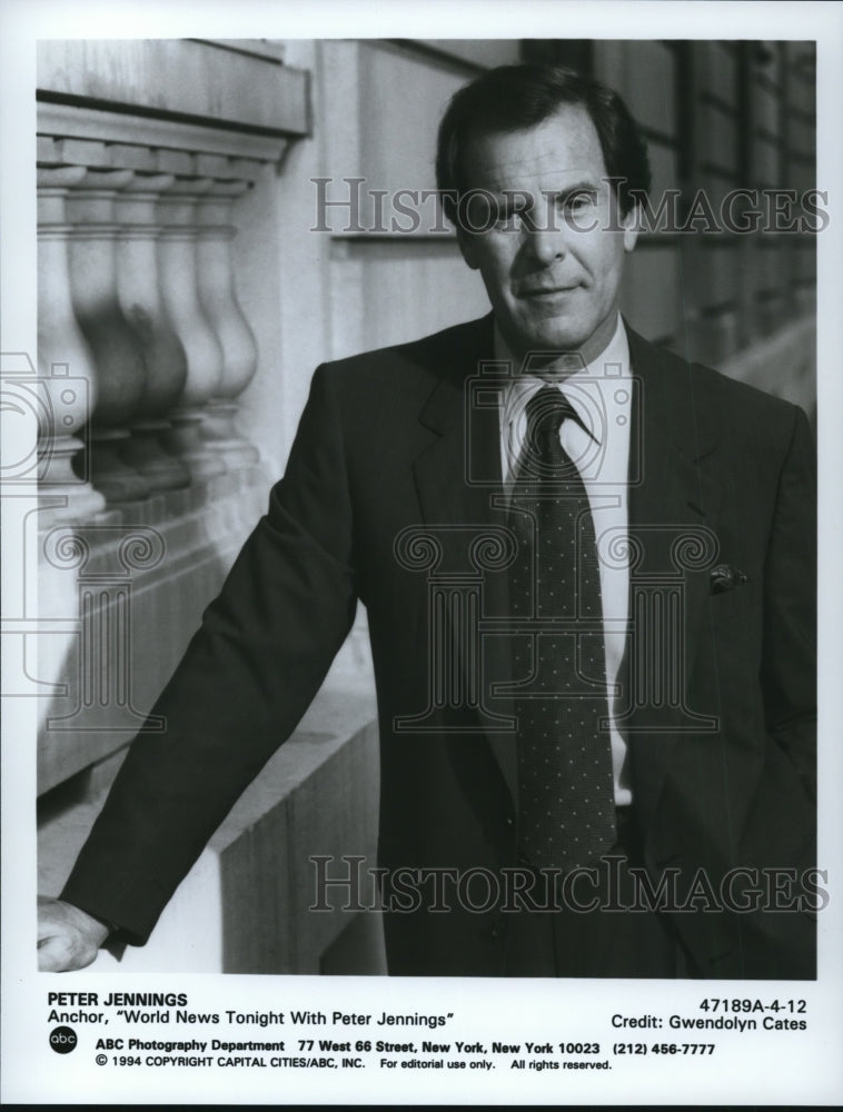 1994 Press Photo Peter Jennings Anchor World News Tonight with Peter Jennings - Historic Images