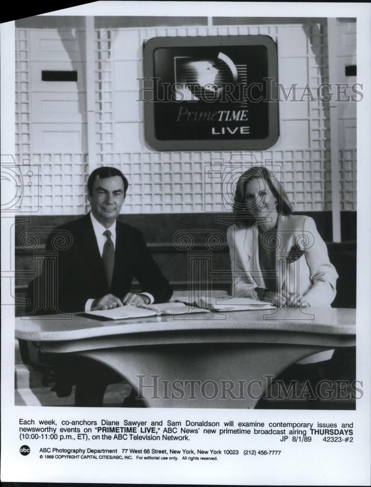 1989, Diane Sawyer Sam Donaldson co-anchors Primetime Live - Historic Images