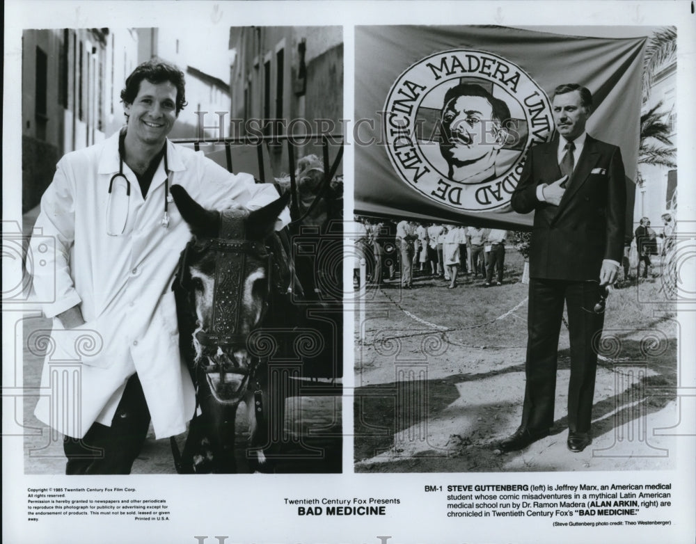 1985 Press Photo Steve Guttenberg and Alan Arkin &quot;Bad Medicine&quot; - cvp54197 - Historic Images