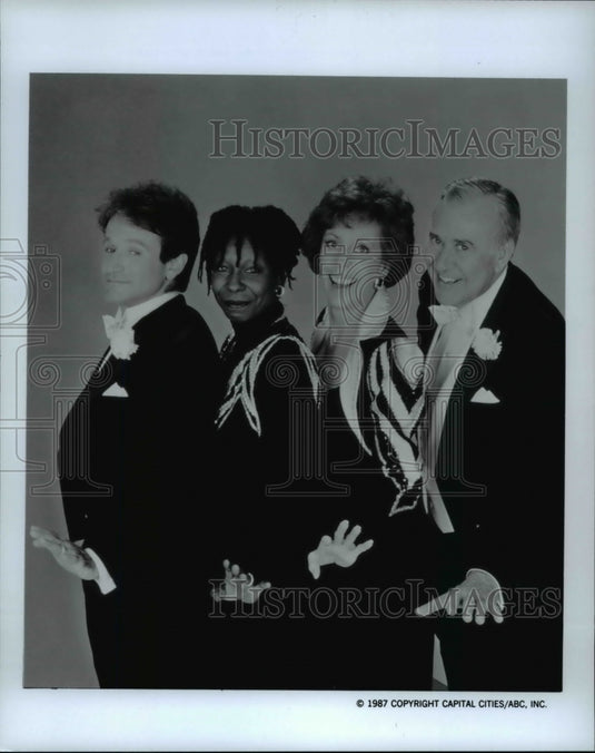 1987 Press Photo Robin Williams Whoopi Goldberg Carol Burnett Carl Reiner- Historic Images