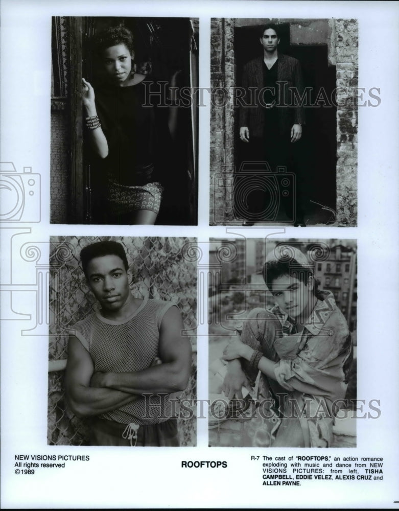 1990, Tisha Campbell Eddie Velez Alexis Cruz Allen Payne Rooftops - Historic Images