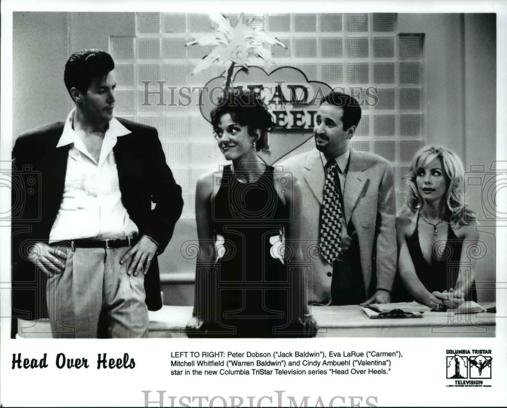 1997 Press Photo Peter Dobson, Eva LaRue and Cindy Ambuehl in Head Over Heels.- Historic Images