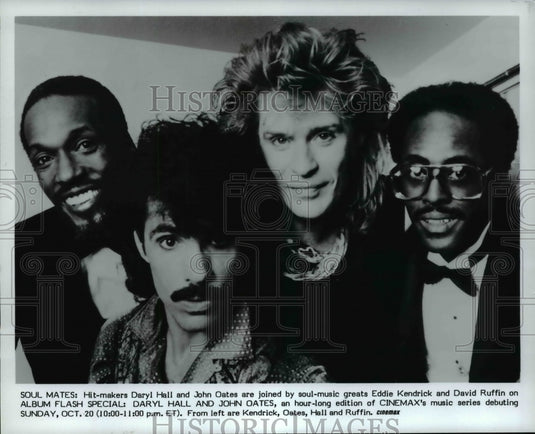 1986 Press Photo Daryl Hall John Oates Eddie Kendrick David Ruffin- Historic Images