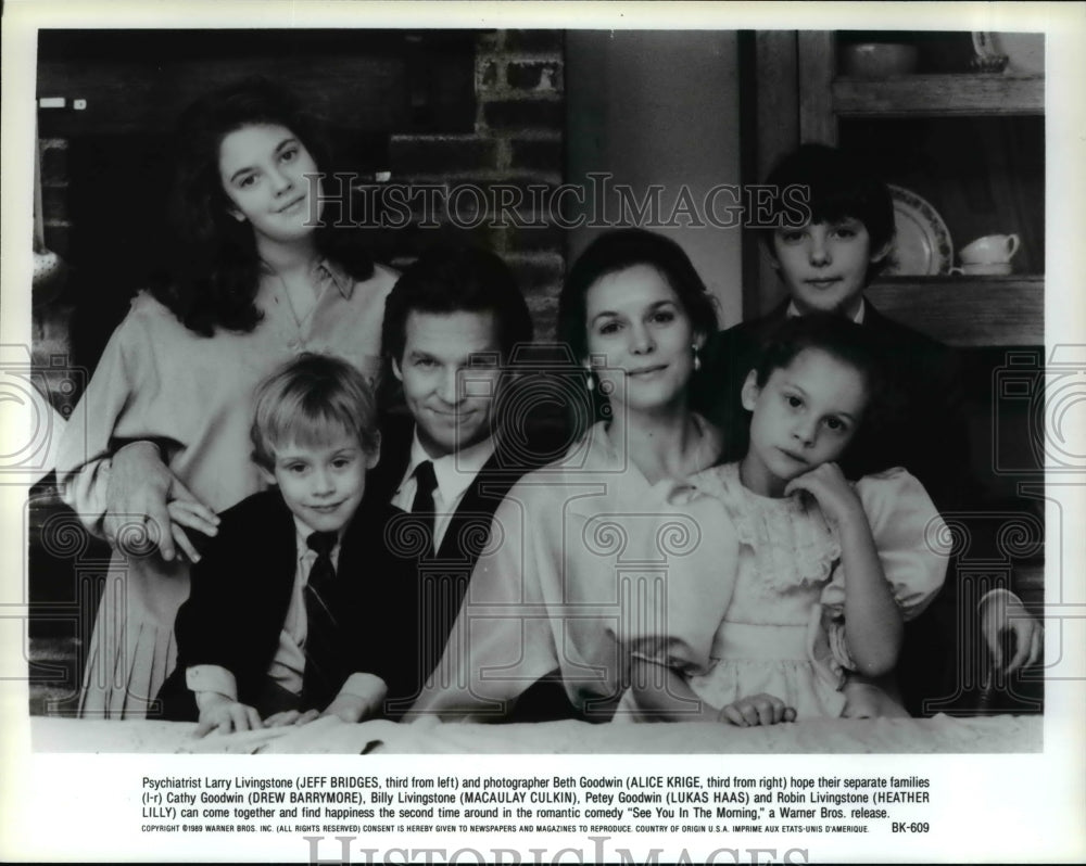 1989 Press Photo Jeff Bridges A. Krige Drew Barrymore in See You in the Morning- Historic Images