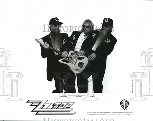 1992, Billy Gibbons Frank Beard and Dusty Hill of ZZ Top - cvp56276 - Historic Images
