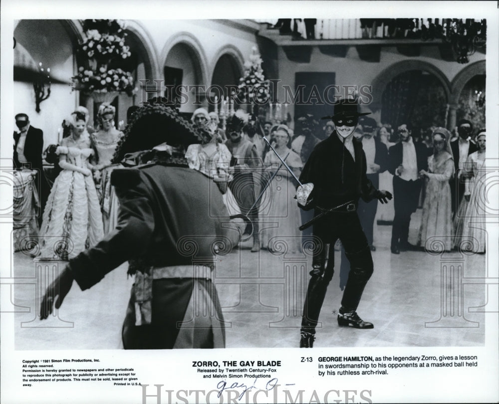 1981 Press Photo George Hamilton in Zorro The Gay Blade - cvp56392-Historic Images