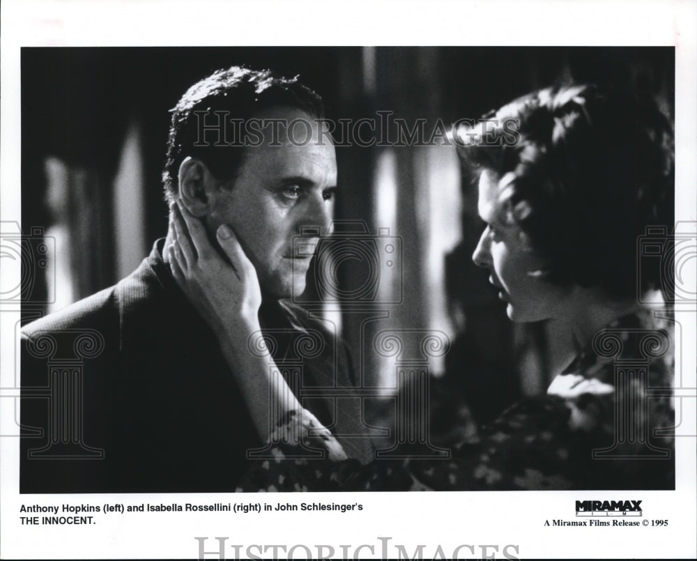 1995 Press Photo Anthony Hopkins and Isabella Rossellini in The Innocent - Historic Images