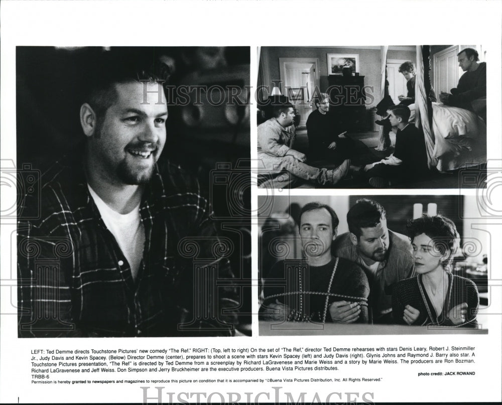 1995 Ted Demme, Kevin Spacey, Judy Davis, Denis Leary in The Ref - Historic Images