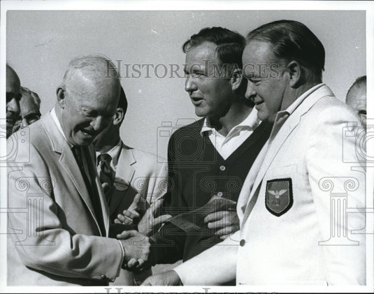 Press Photo Gen Dwight Eisenhaower Bob Hope Tom NieporteBob Hope Desert Classic- Historic Images