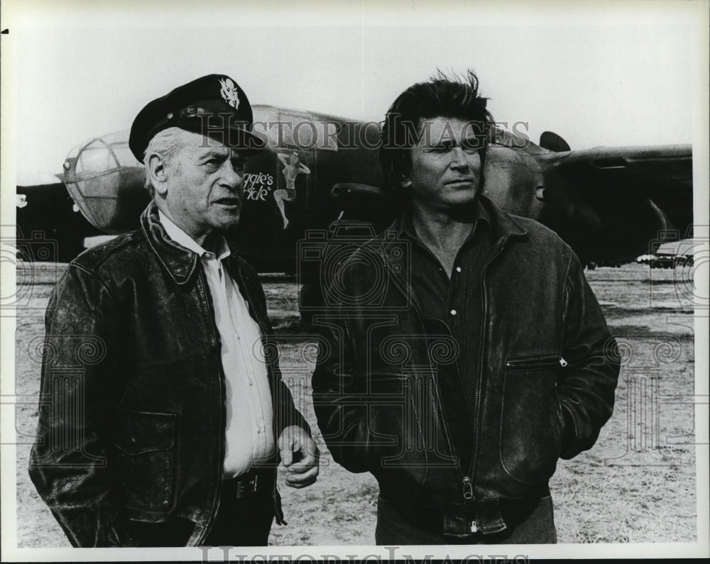 1986 Press Photo Eli Wallach Michael Landon To Bind The Wounds - cvp57565-Historic Images