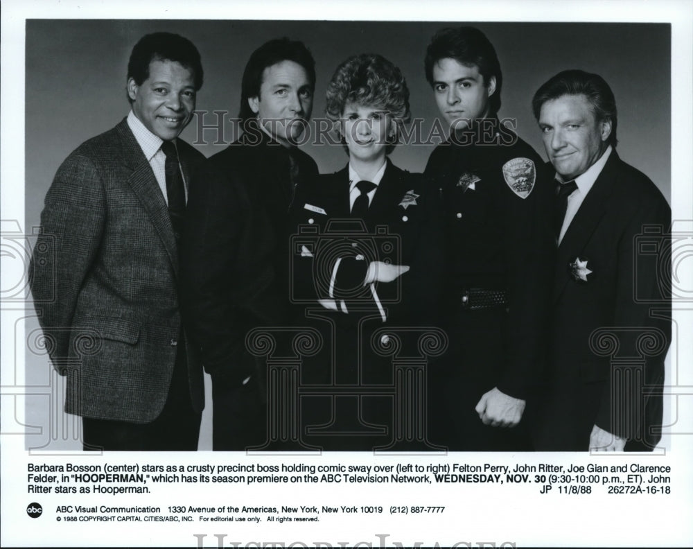 1988 Press Photo John Ritter, Felton Perry, Joe Gian in Hooperman - cvp57590 - Historic Images