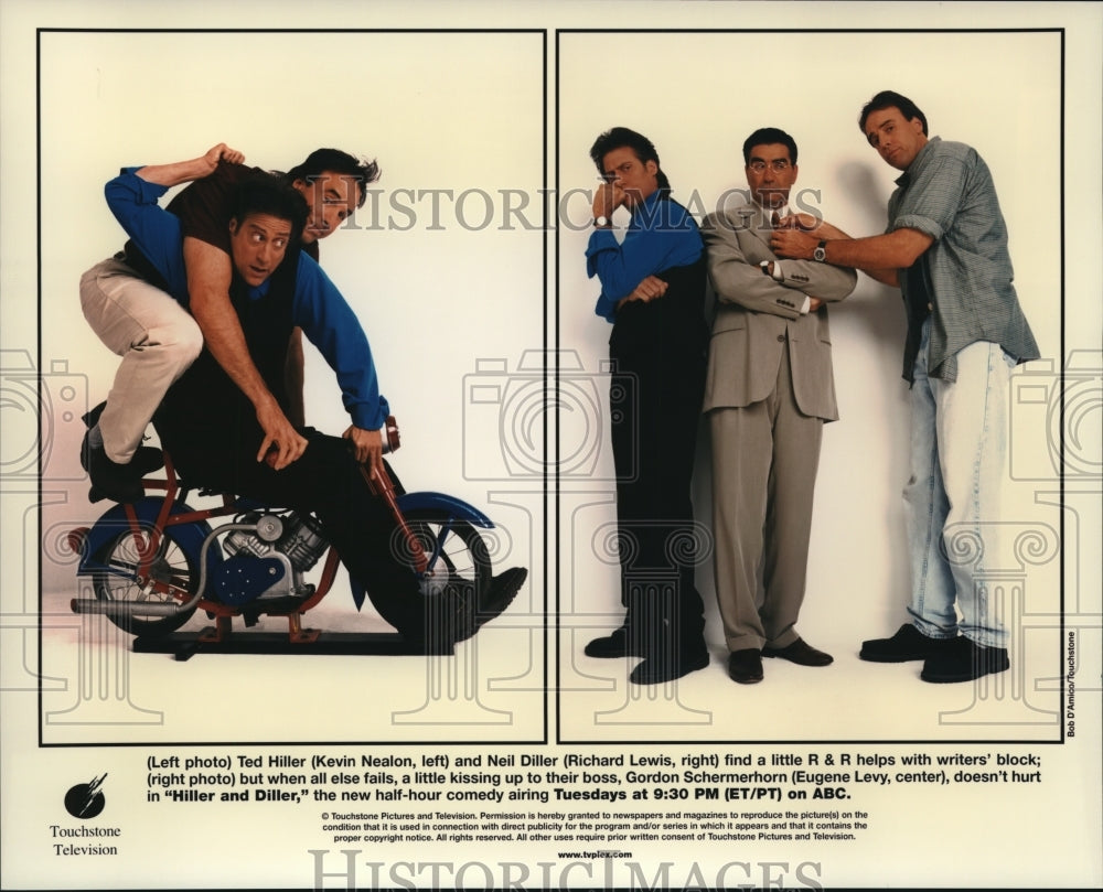 Press Photo Kevin Nealon Richard Lewis Eugene Levy star in Hiller and Diller - Historic Images