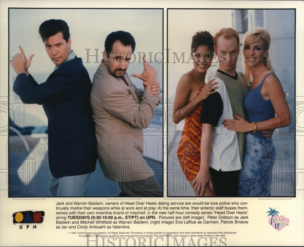 1997 Press Photo Peter Dobson Mitchell Whitfield Eva LaRue and Patrick Bristow - Historic Images