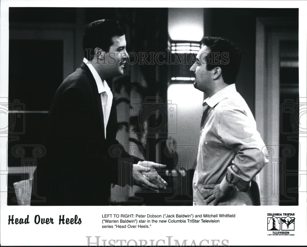 1997 Press Photo Peter Dobson Mitchell Whitfield star in Head Over Heels - Historic Images