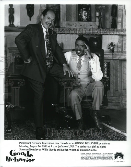 1996 Press Photo Sherman Hemsley and Dorien Wilson star in Goode Behavior-Historic Images