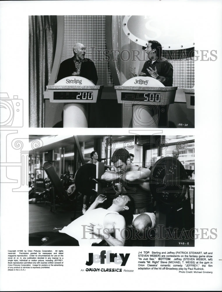 1995, Patrick Stewart Steven Weber Michael T. Weiss star in Jeffrey - Historic Images