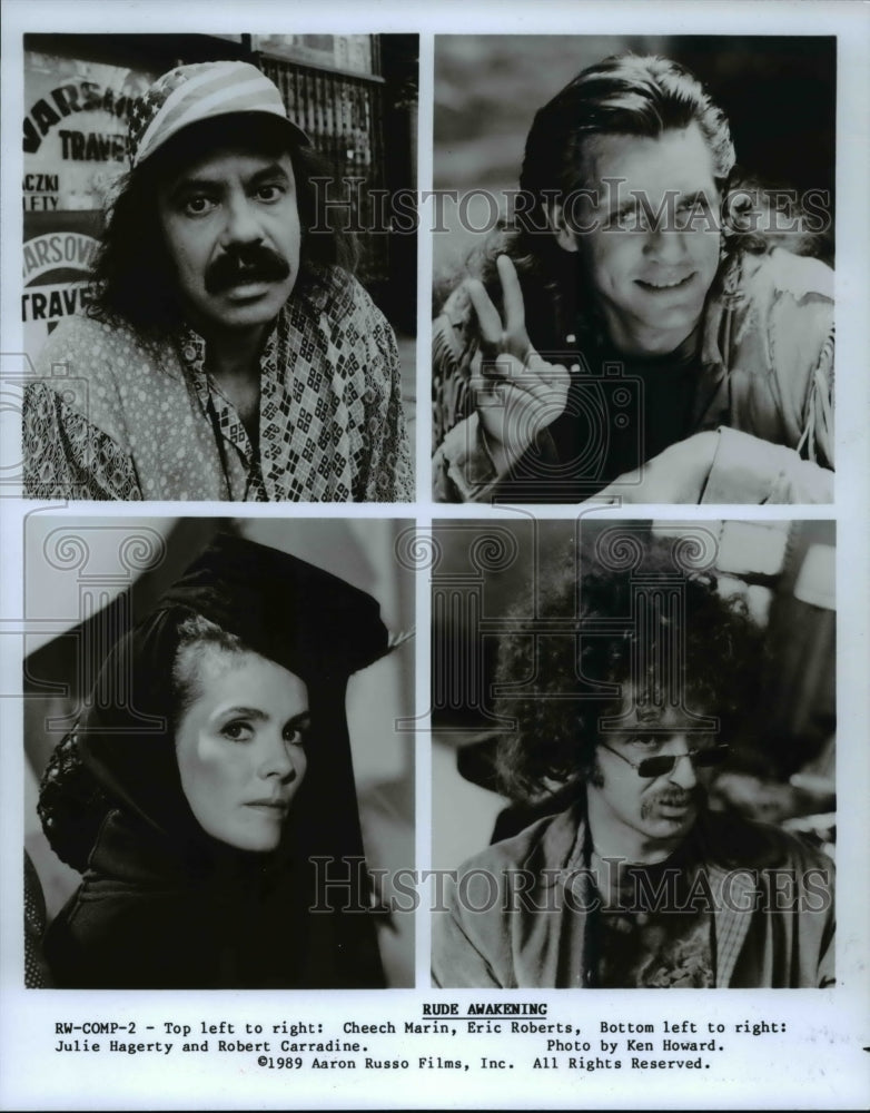1990 Press Photo Cheech Marin, Eric Roberts &amp; others star in Rude Awakening - Historic Images