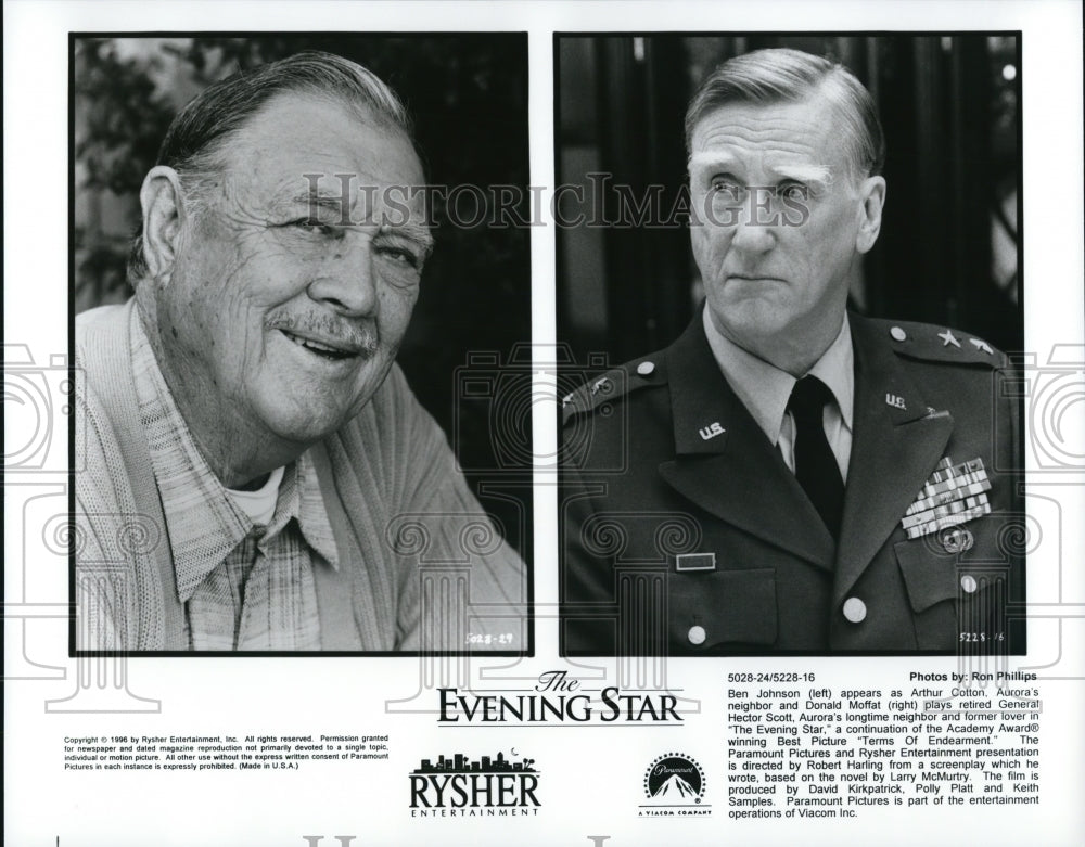 1996 Press Photo Ben Johnson and Donald Moffat star in The Evening Star- Historic Images