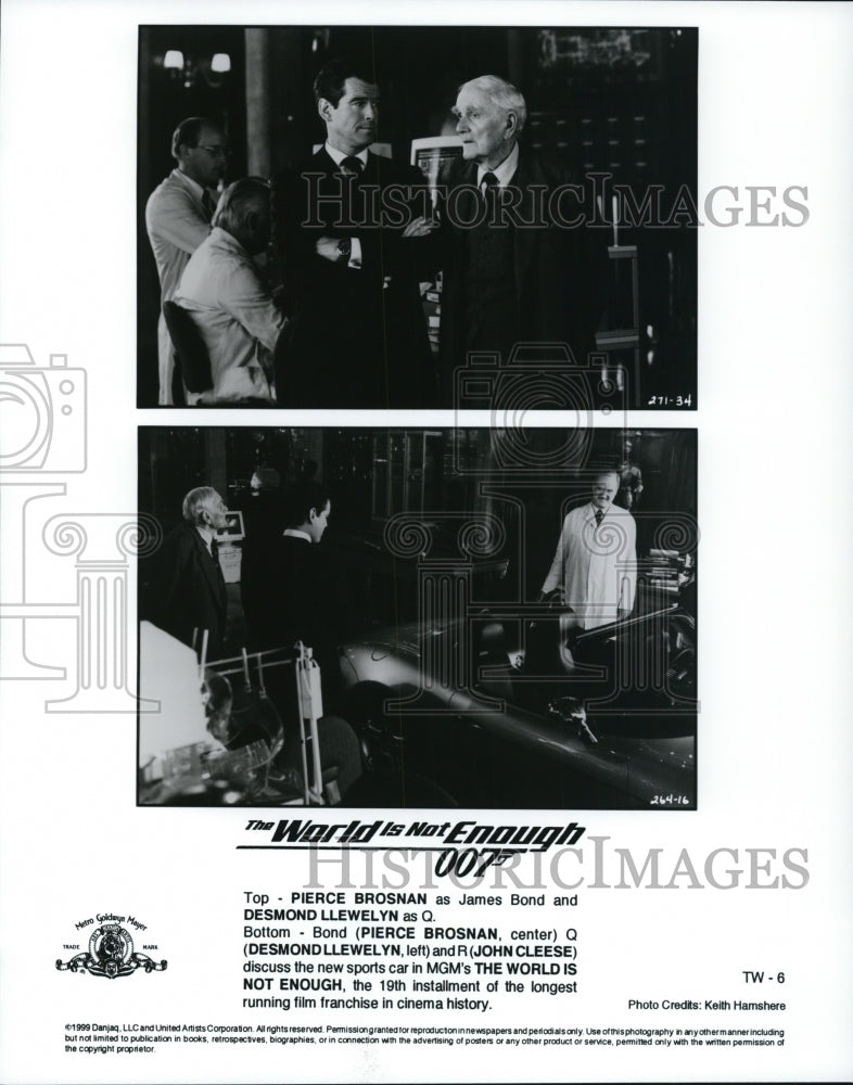 1999 Press Photo Pierce Brosnan Desmond Llewelyn and John Cleese - cvp61440- Historic Images