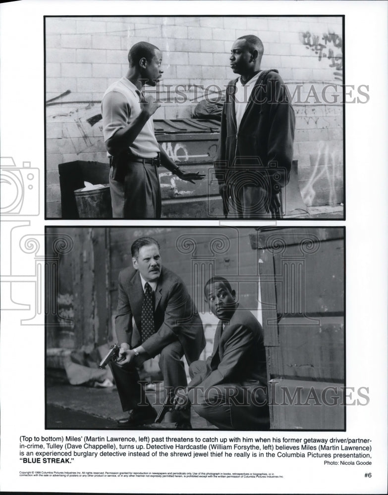 1999 Press Photo Martin Lawrence and William Forsythe in Blue Streak - cvp61462- Historic Images