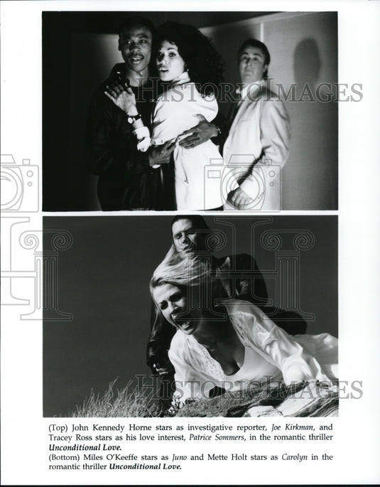 Press Photo John Kennedy Horne Tracey Ross Miles O'Keeffe Unconditional Love - Historic Images