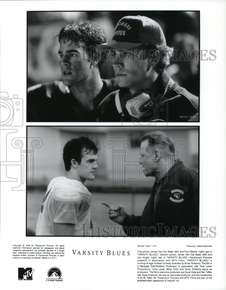 1998, James Van Der Beek Paul Walker and Jon Voight in Varsity Blues - Historic Images