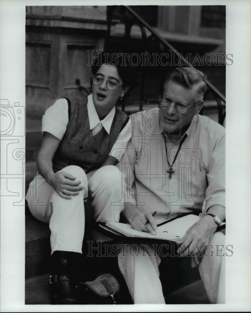 1996, Moria Kelly & Producer Fr Ellwood Kieser of Entertaining Angel - Historic Images