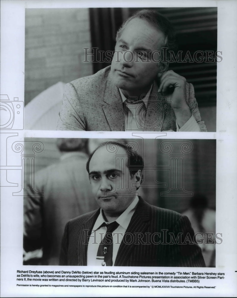 1987 Press Photo Richard Dreyfuss, Danny DeVito in Tin Men - cvp62920 - Historic Images