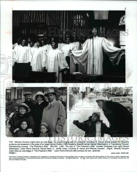 1996, Whitney Houston, Denzel Washington in The Preacher's Wife - Historic Images