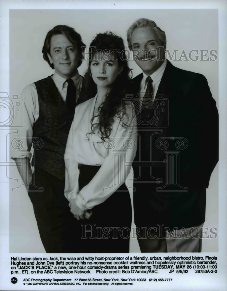 1992, Hal Linden Finola Hughes and John Dye star in Jack&#39;s Place - Historic Images